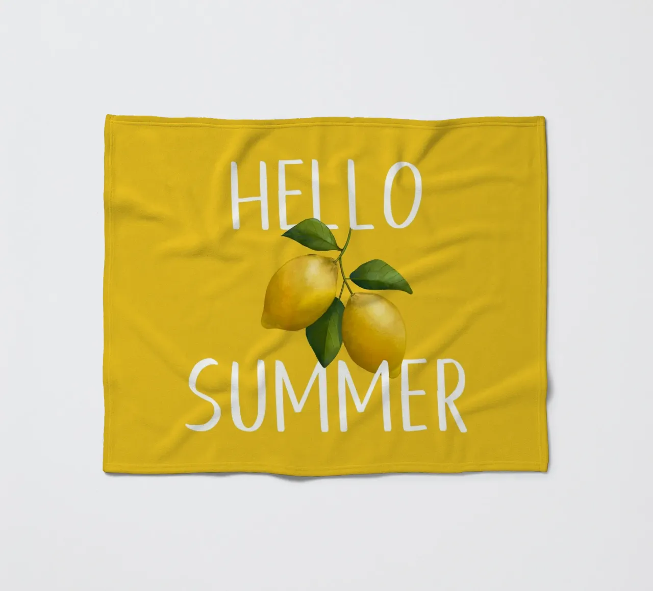 Hello Summer - Testo bianco con illustrazione di limoni freschi coperta in pile da Stilrausch