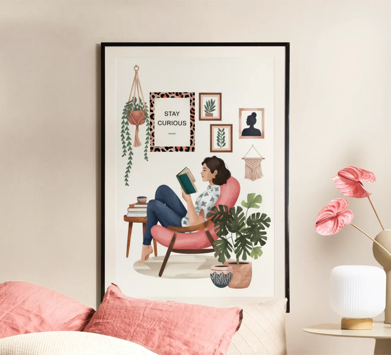 Curious Study Nook poster with aluminum frame by Fine Sanctuary