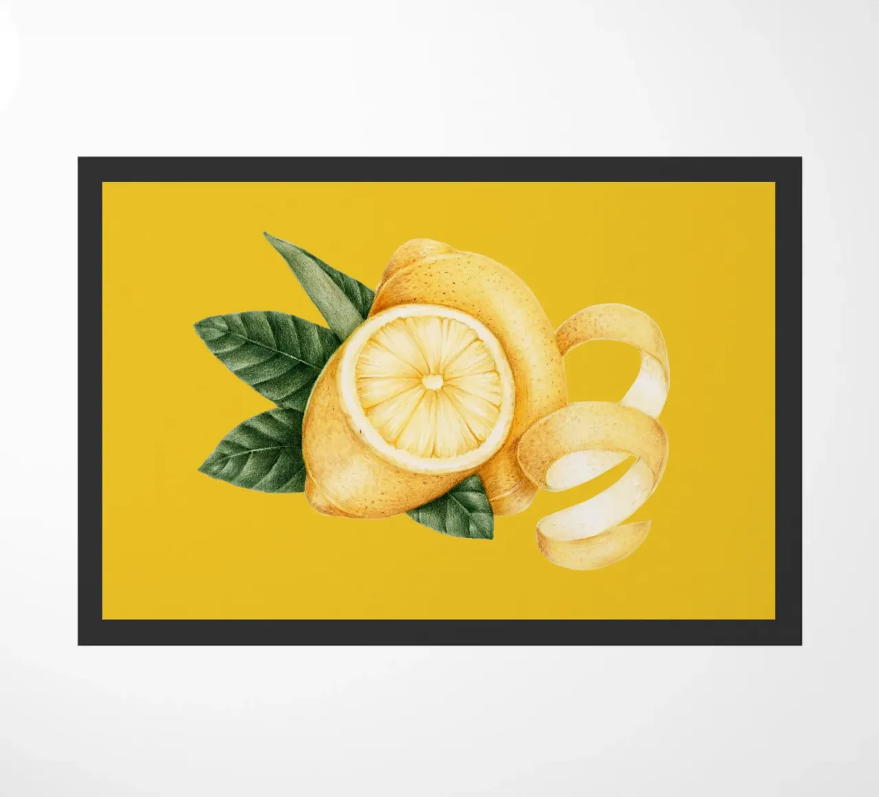 Lemons on Yellow Background – Fresh & Juicy Pattern doormat by Stilrausch