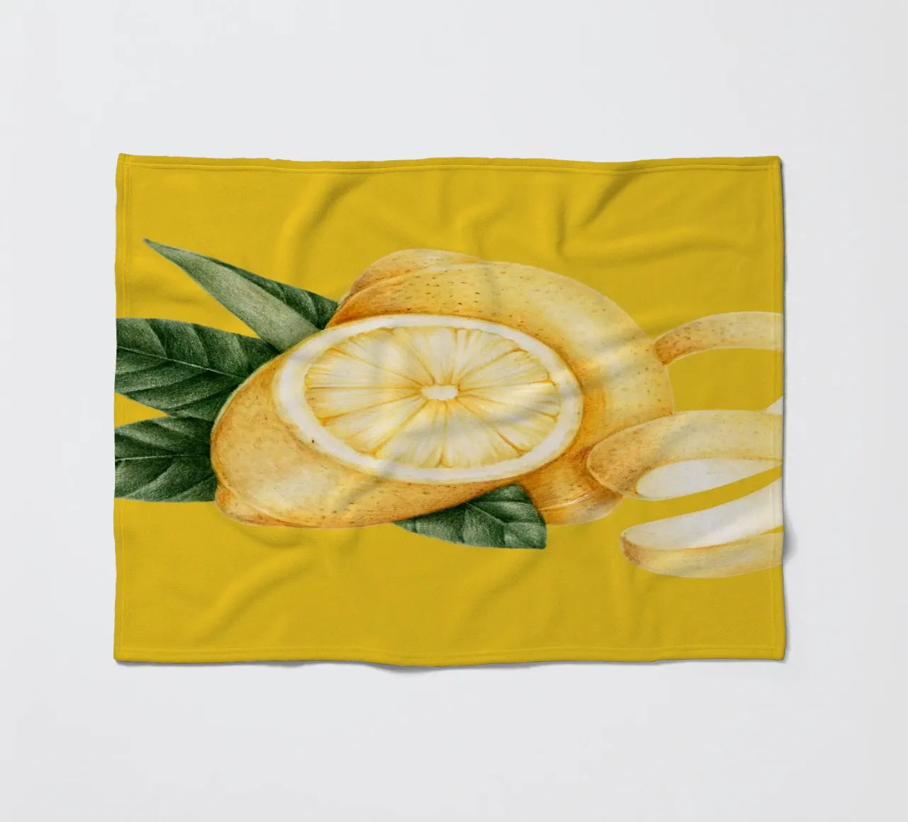 Lemons on Yellow Background – Fresh & Juicy Pattern fleece blanket by Stilrausch