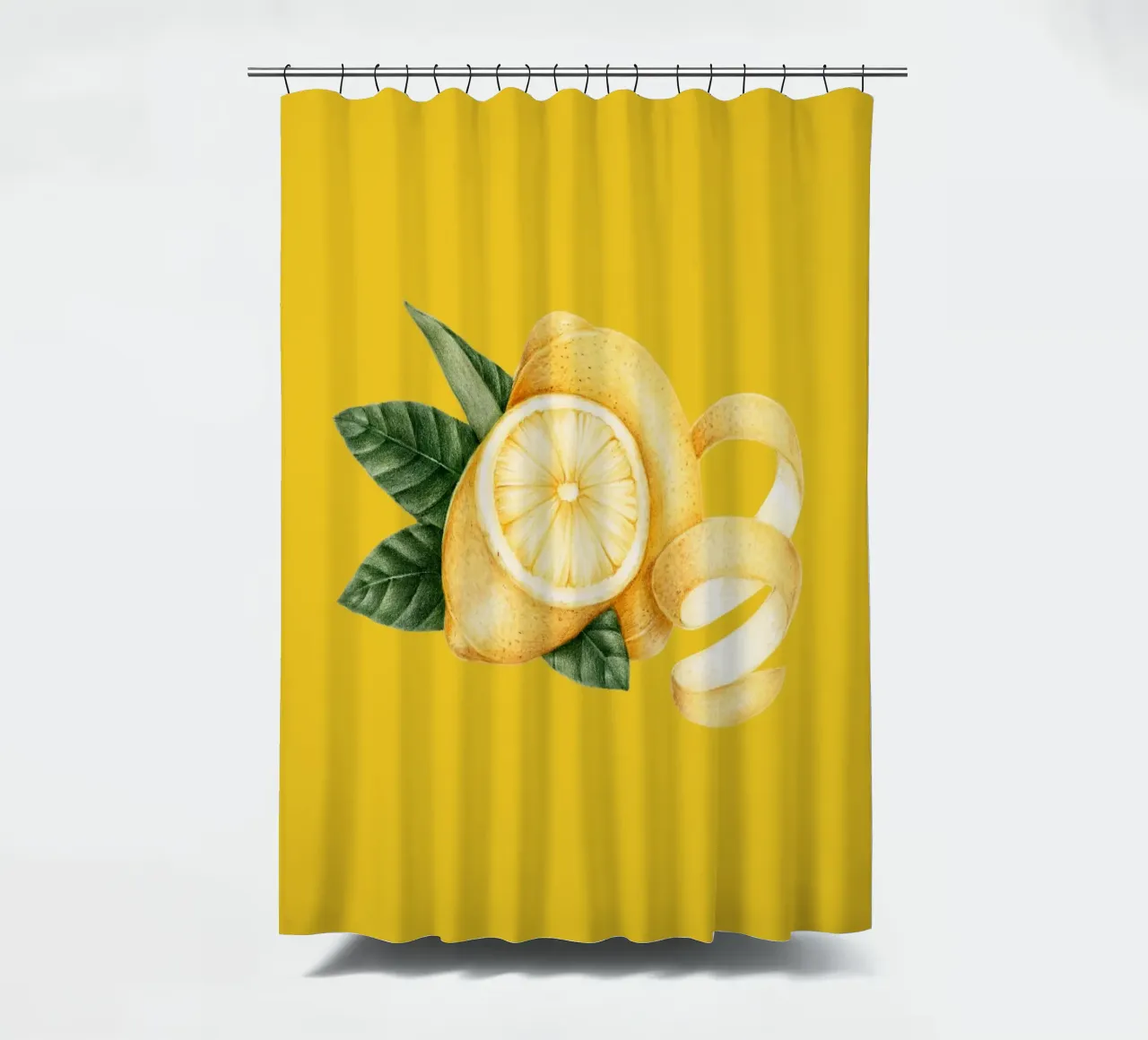 Lemons on Yellow Background – Fresh & Juicy Pattern shower curtain by Stilrausch