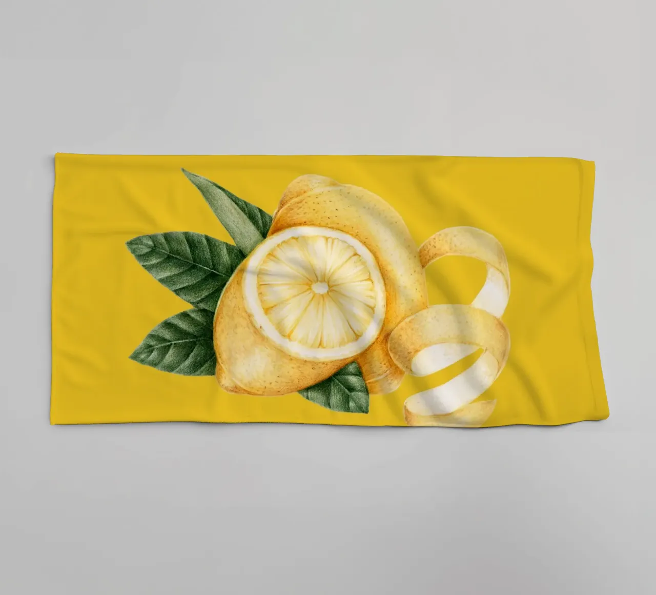 Lemons on Yellow Background – Fresh & Juicy Pattern towel by Stilrausch