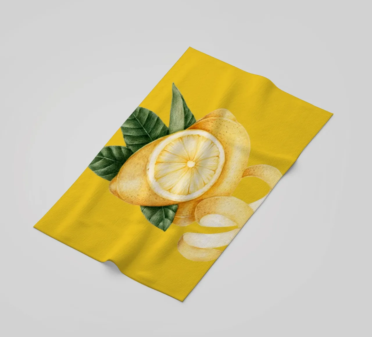 Lemons on Yellow Background – Fresh & Juicy Pattern beach towel by Stilrausch