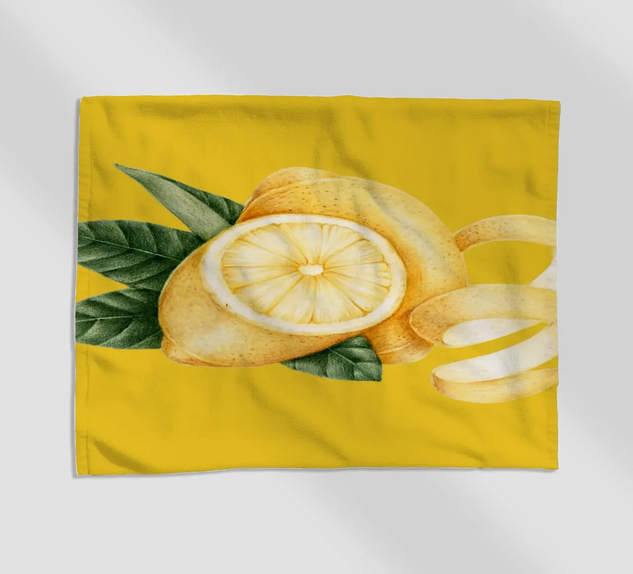 Lemons on Yellow Background – Fresh & Juicy Pattern beach towel by Stilrausch