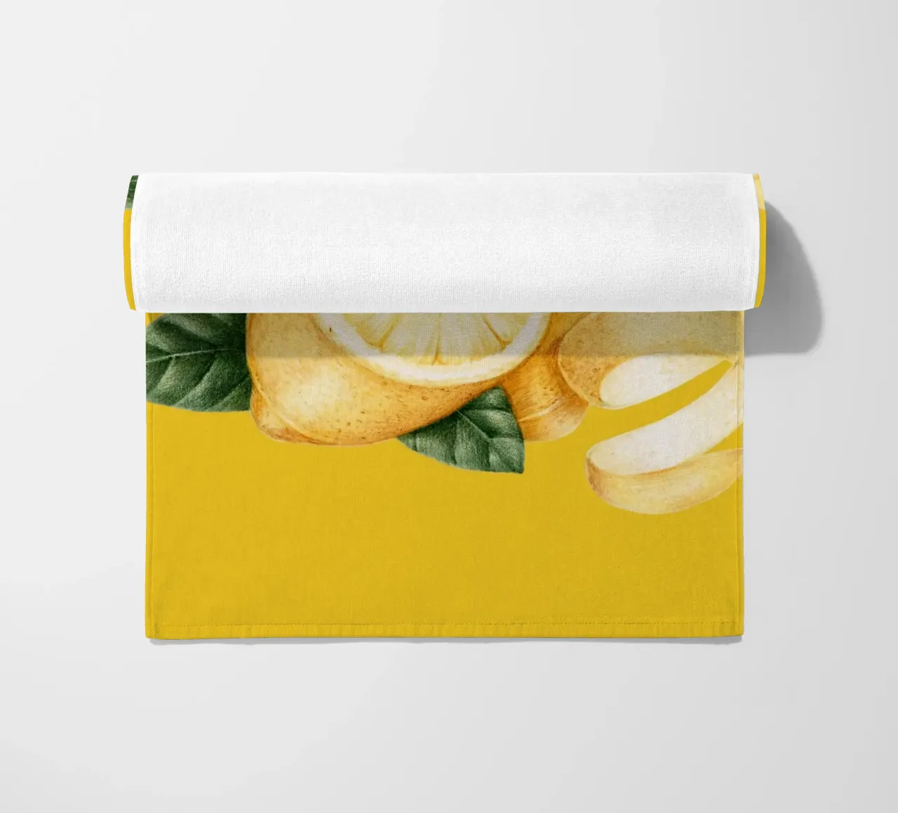 Lemons on Yellow Background – Fresh & Juicy Pattern beach towel by Stilrausch