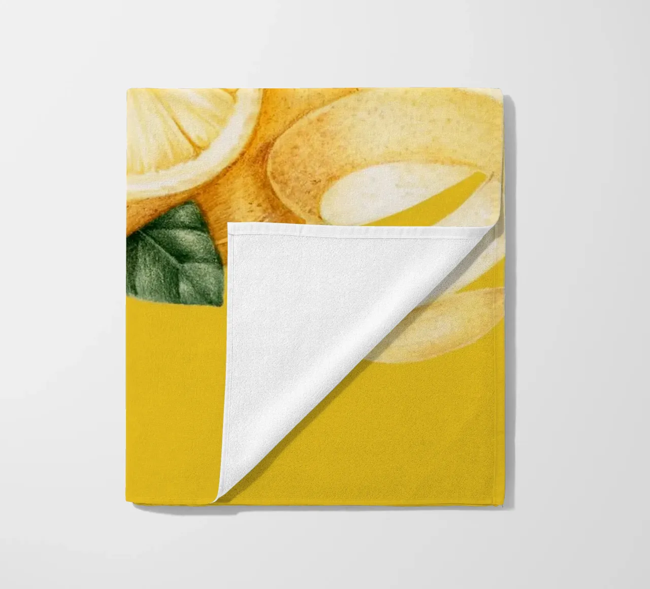 Lemons on Yellow Background – Fresh & Juicy Pattern beach towel by Stilrausch