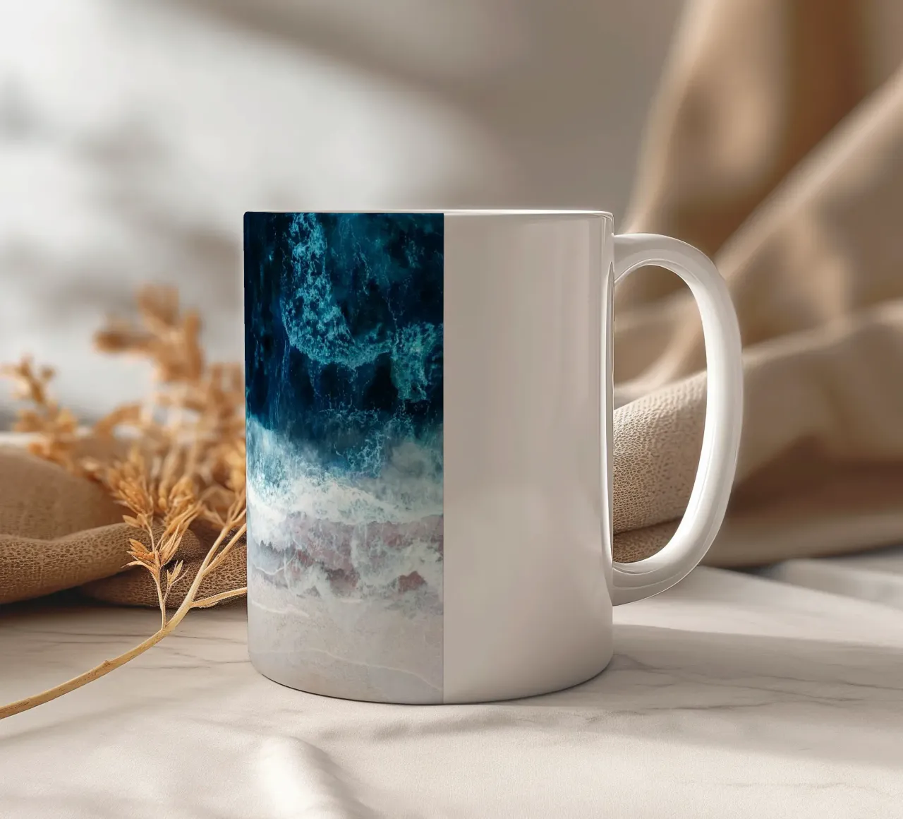 Blue Sea II ceramic mug by Nadjaa