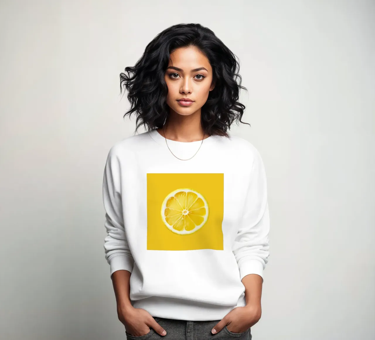 Frische Zitronenscheibe - saftiger Zitrus-Akzent Sweatshirt von Stilrausch