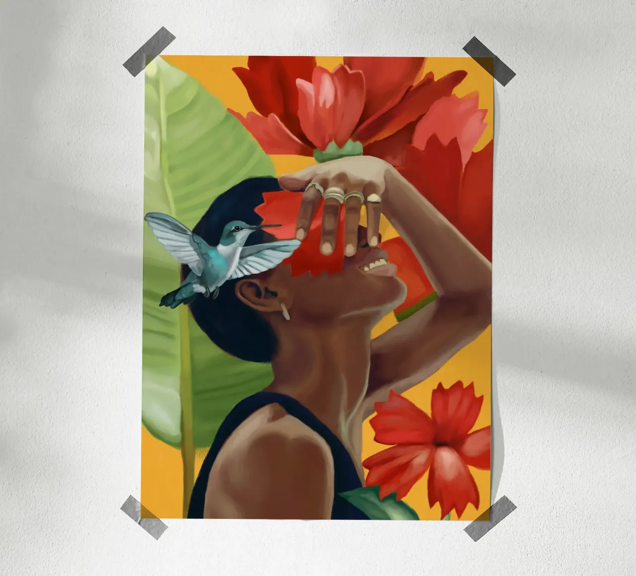 Blooming Joy poster con telaio in legno da Nadjaa