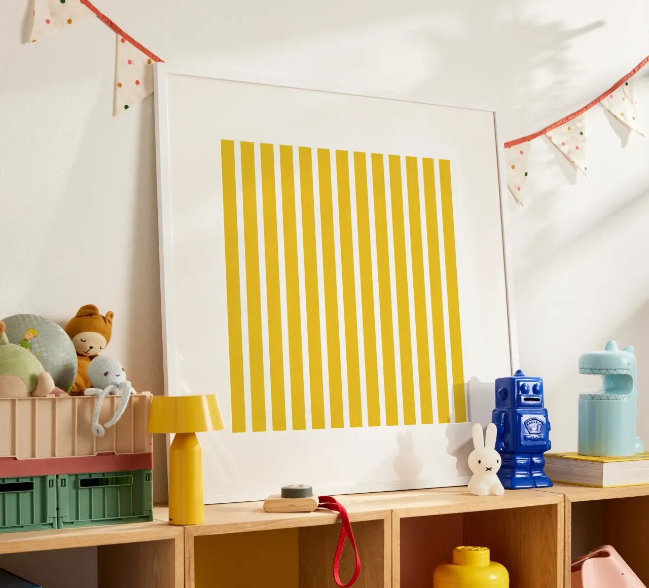 Rayures verticales jaunes et blanches - Motif audacieux et lumineux hahnemühle de Stilrausch