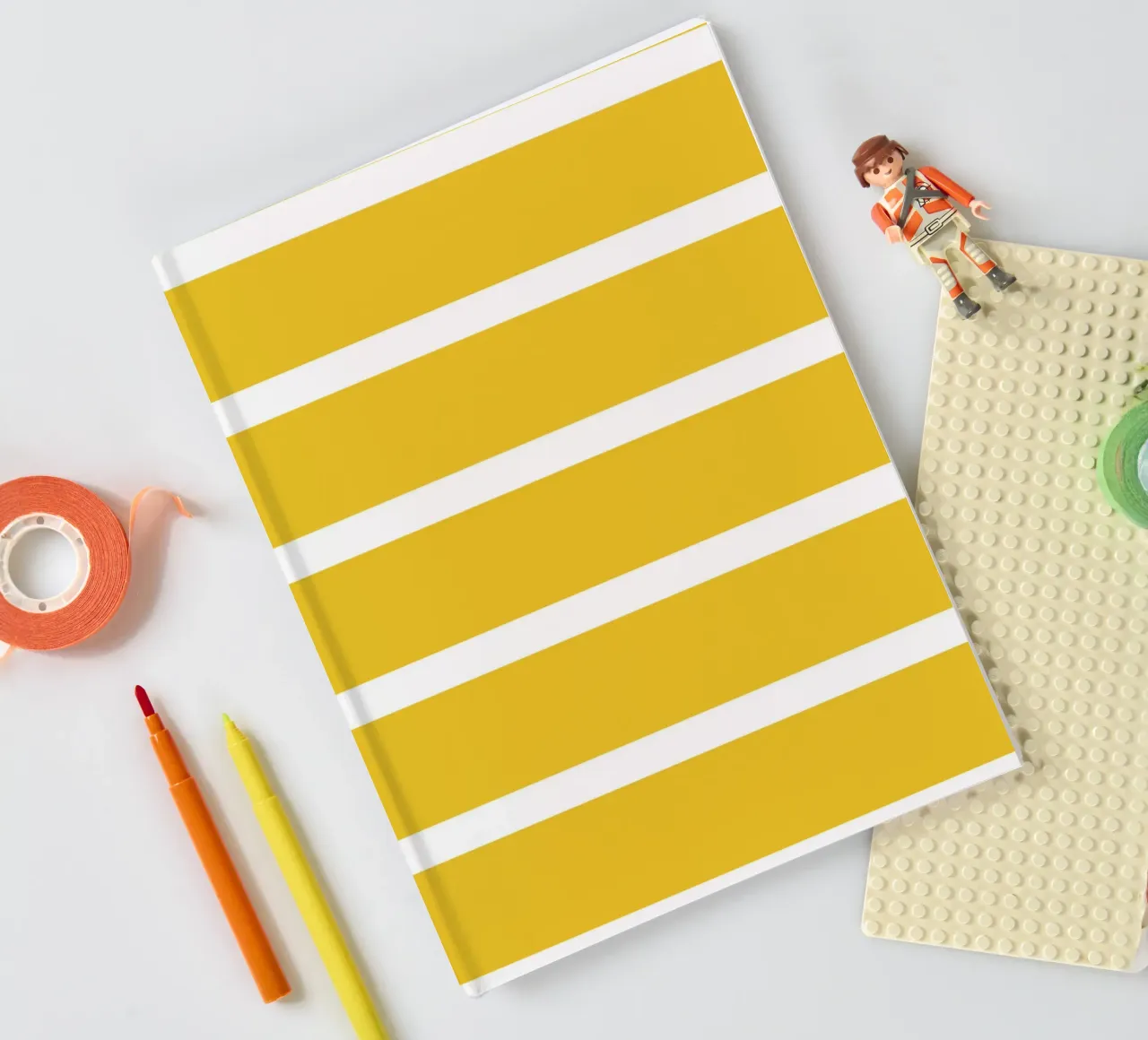 Yellow and White Block Stripes – Fresh, Bold Pattern notebook by Stilrausch