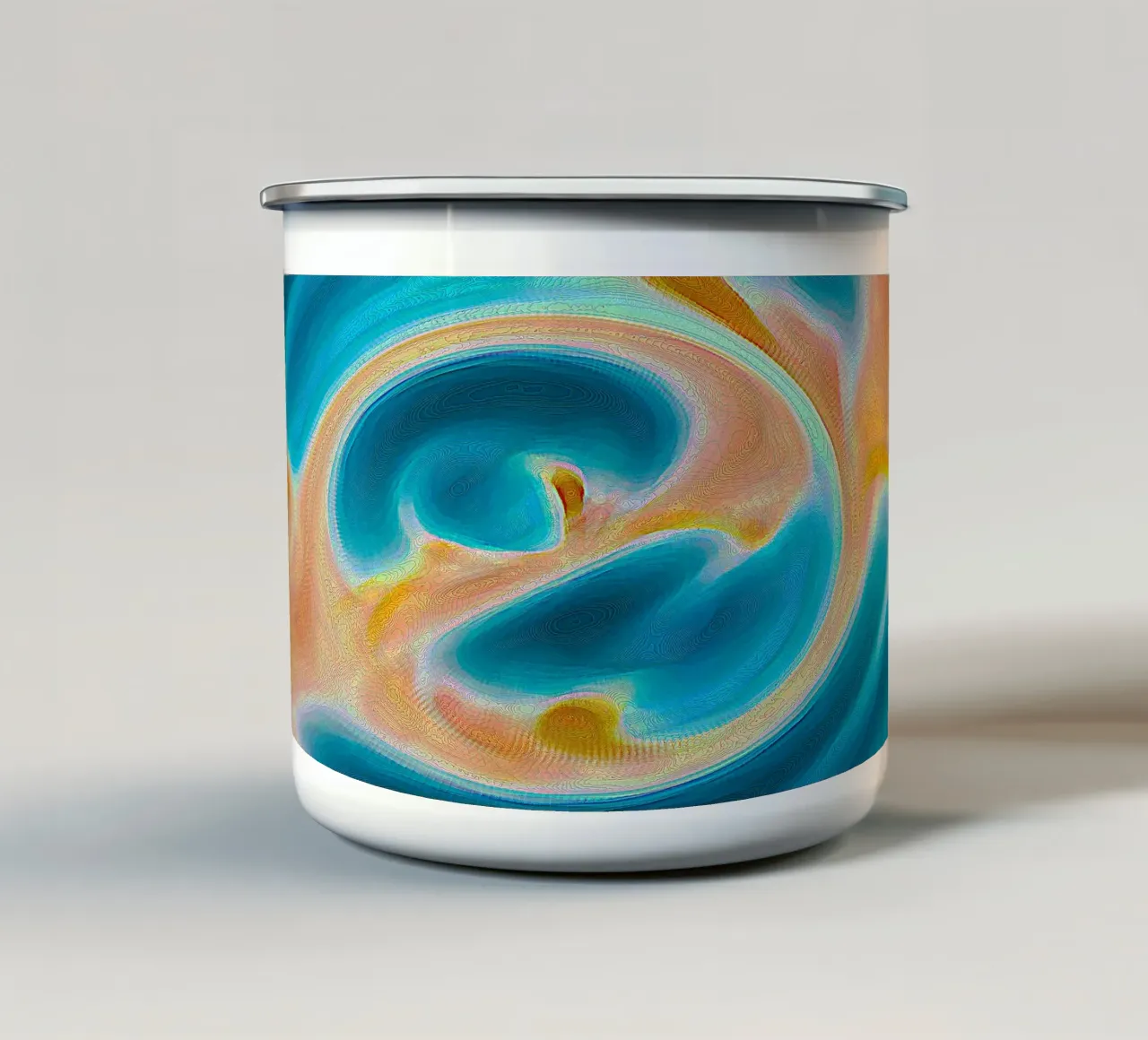 Lagune virtuali in blu e turchese tazza in smalto da Gürsel Yesil Digital Art