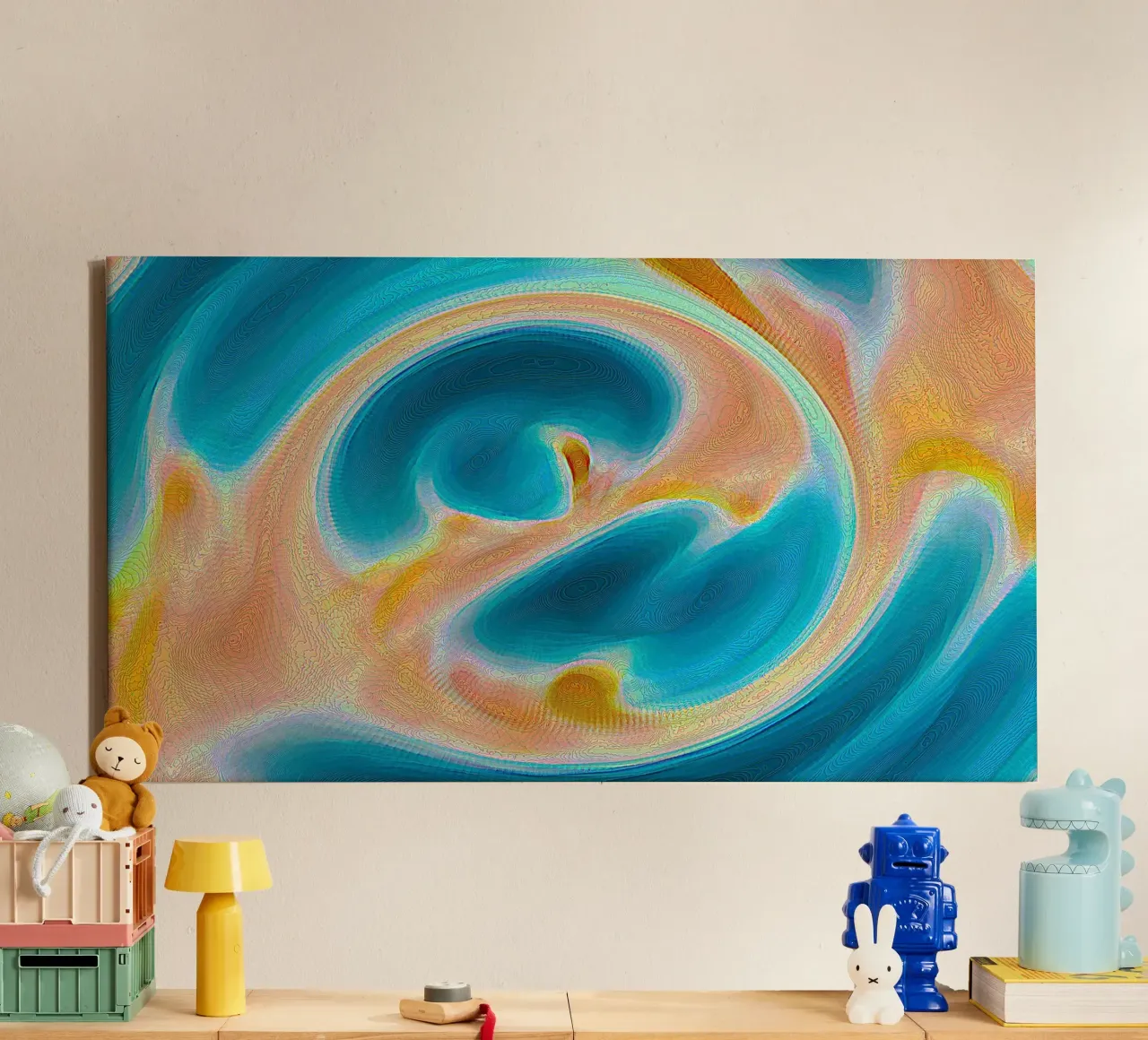 Lagune virtuali in blu e turchese tela con Cornice a cassetta da Gürsel Yesil Digital Art