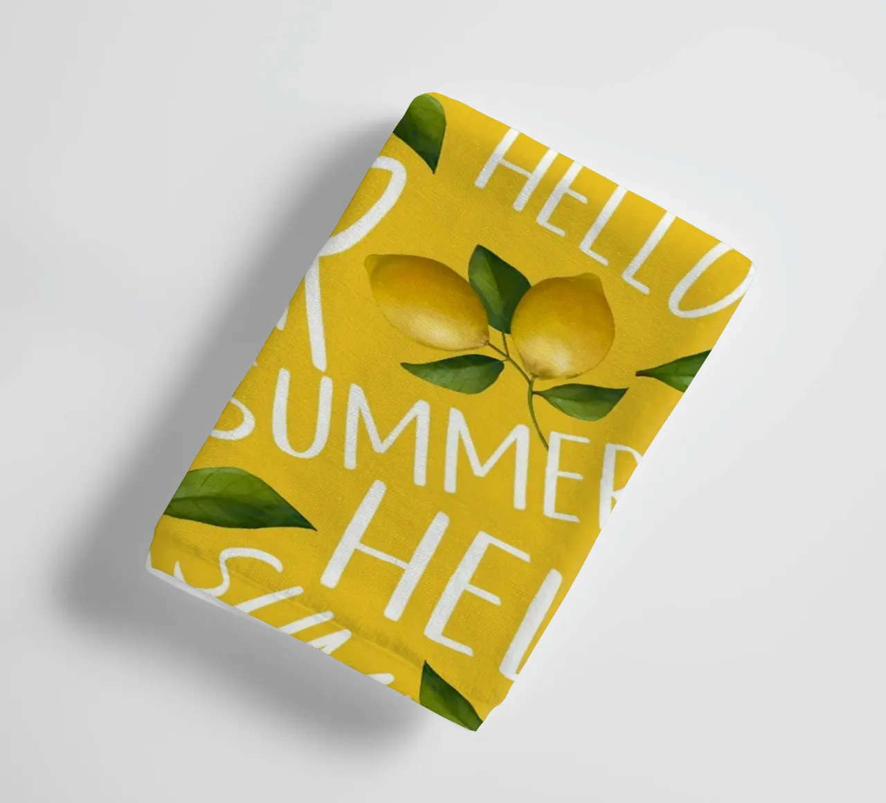 Hello Summer with Lemons on Yellow Background – Fresh Patter towel by Stilrausch