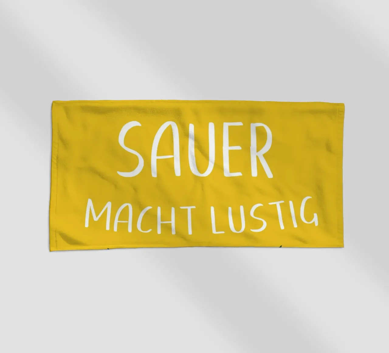 Sauer Macht Lustig – Lemon on Yellow Background beach towel by Stilrausch
