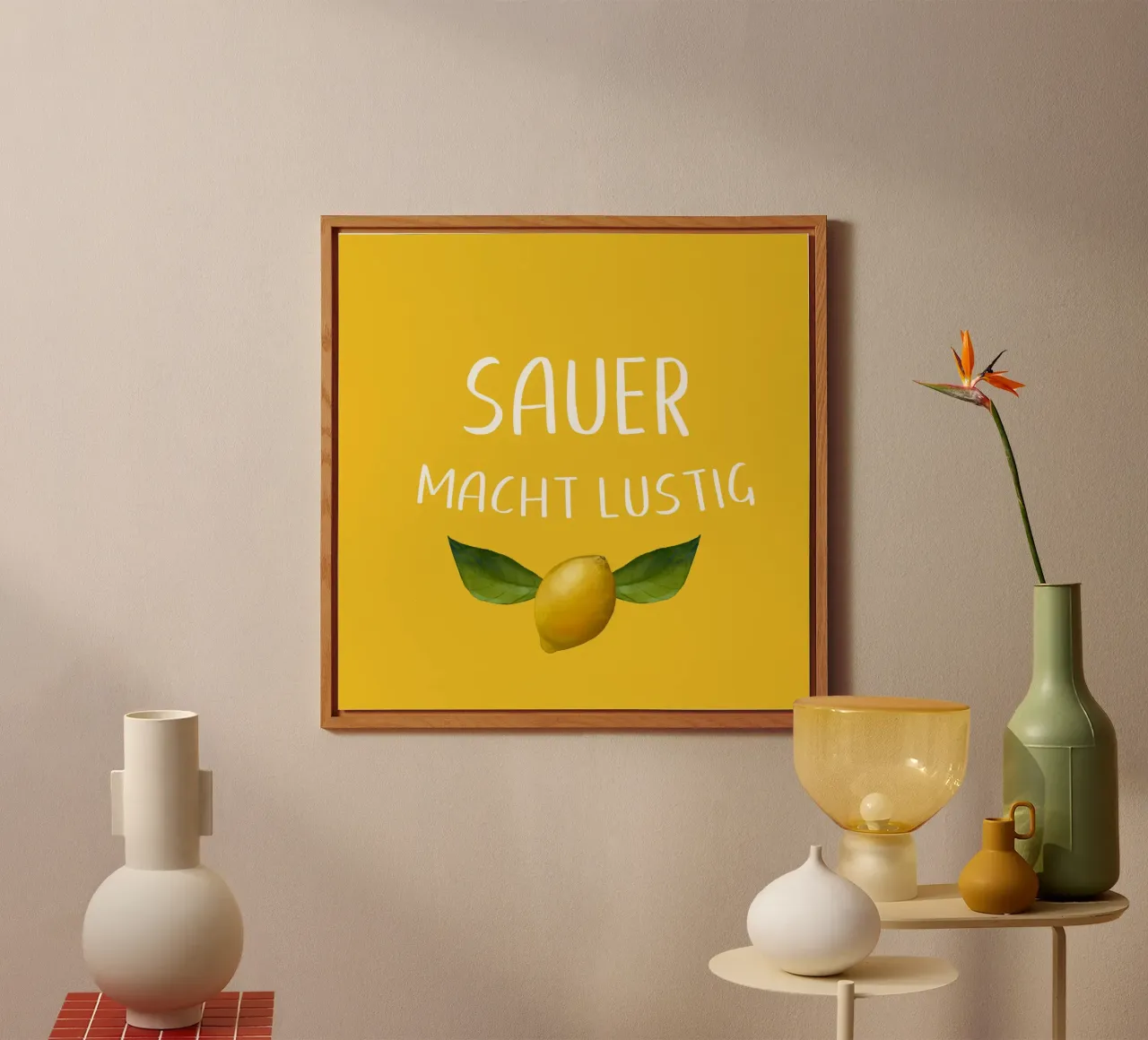 Sauer Macht Lustig – Lemon on Yellow Background forex plate by Stilrausch