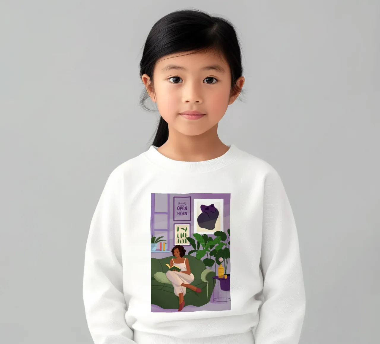 Relaxing Reading Space kids sweatshirt by Fine Sanctuary