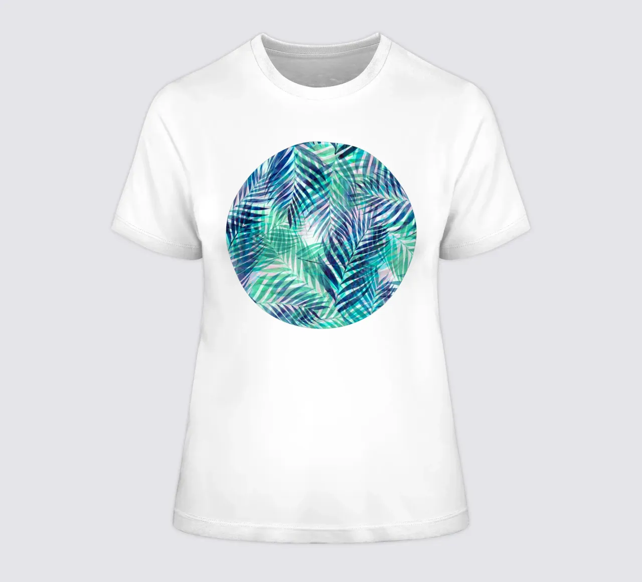 Palm Leaves Indigo Green women's fitted t-shirt by SilverPegasus
