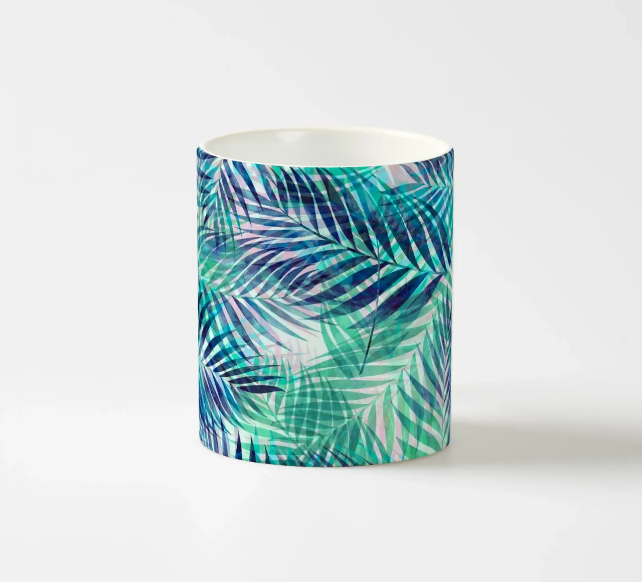 Foglie di palma verde indaco tazza in ceramica da SilverPegasus
