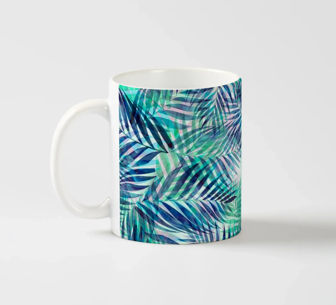 Foglie di palma verde indaco tazza in ceramica da SilverPegasus