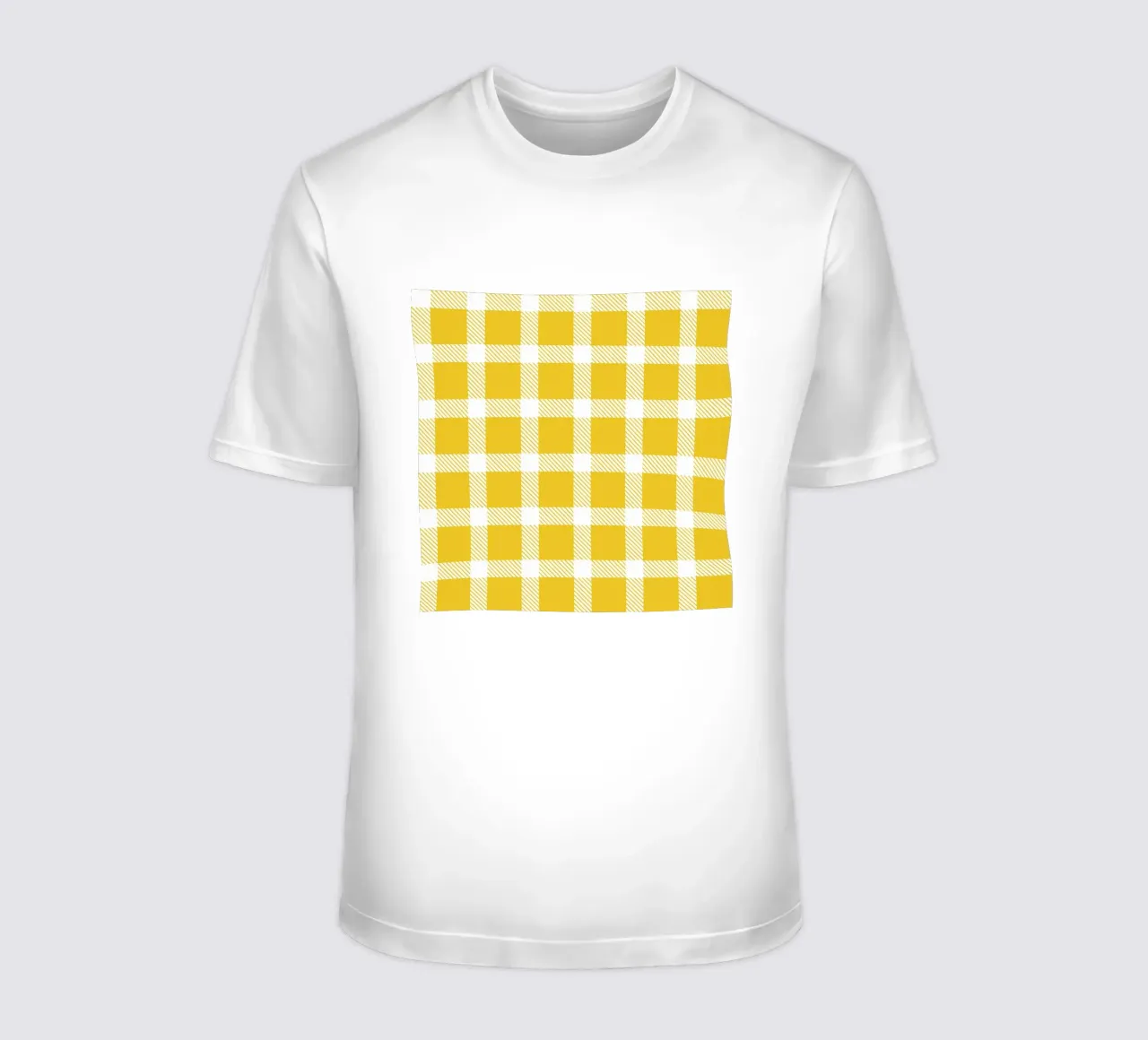 White Checkered Pattern on Yellow Background t-shirt by Stilrausch