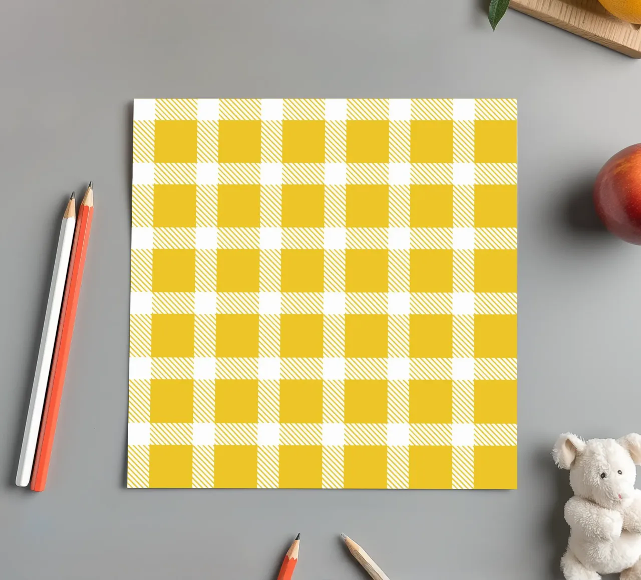 White Checkered Pattern on Yellow Background sticker sheet by Stilrausch