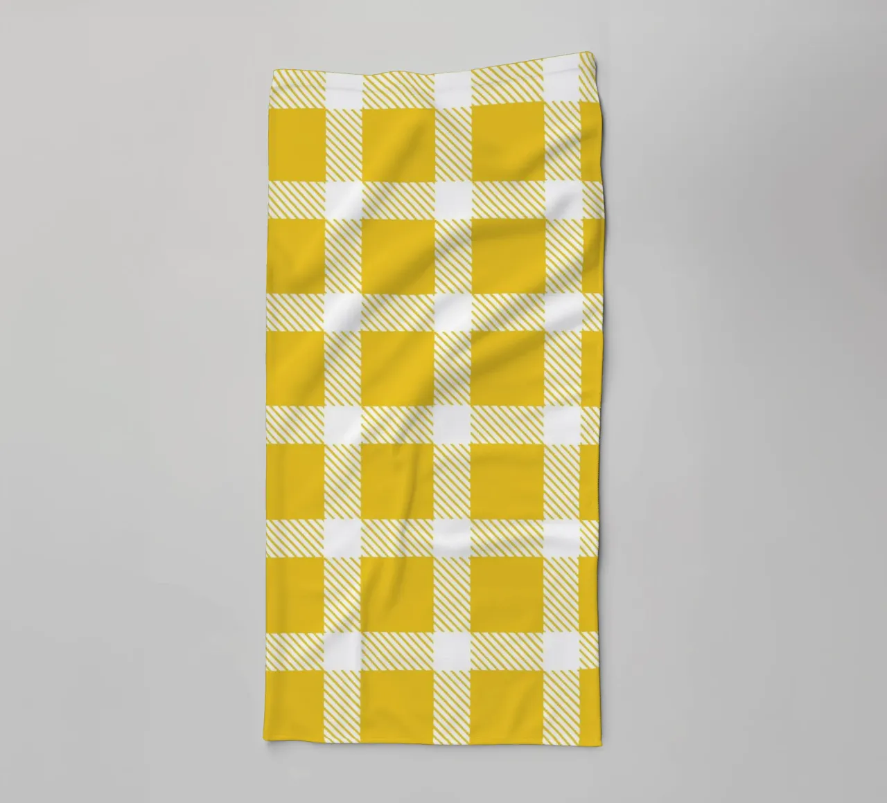White Checkered Pattern on Yellow Background towel by Stilrausch