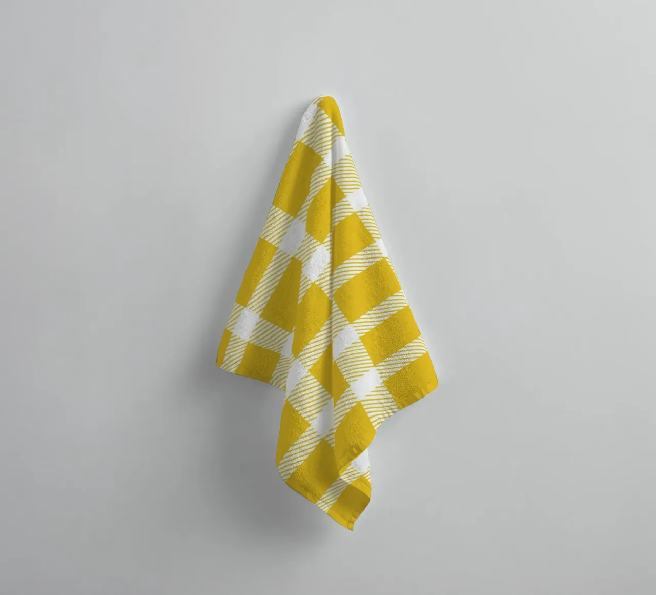 White Checkered Pattern on Yellow Background towel by Stilrausch