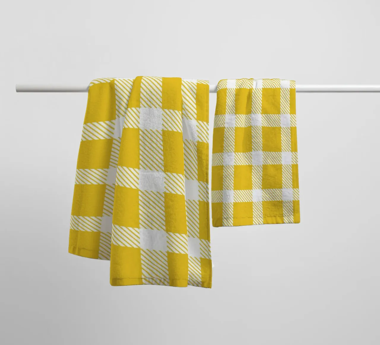 White Checkered Pattern on Yellow Background towel by Stilrausch