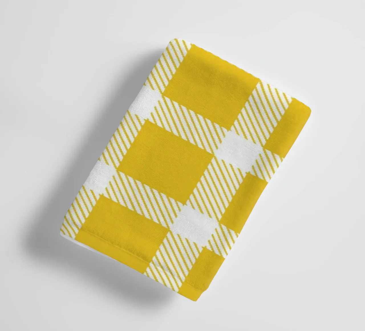 White Checkered Pattern on Yellow Background towel by Stilrausch