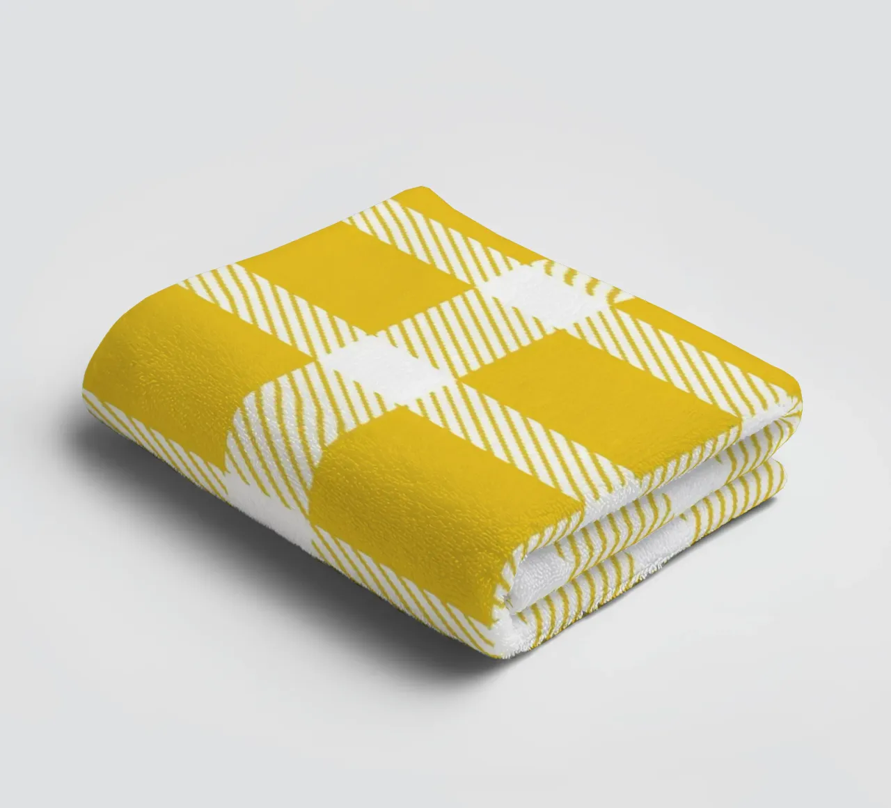 White Checkered Pattern on Yellow Background towel by Stilrausch
