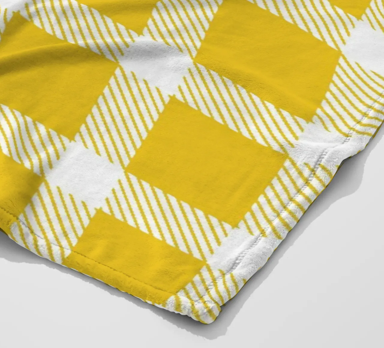 White Checkered Pattern on Yellow Background fleece blanket by Stilrausch