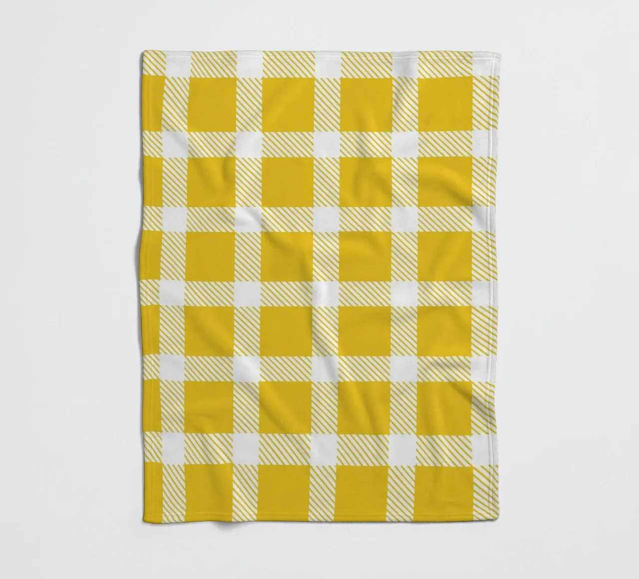 White Checkered Pattern on Yellow Background fleece blanket by Stilrausch