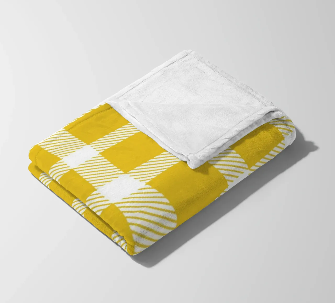 White Checkered Pattern on Yellow Background fleece blanket by Stilrausch
