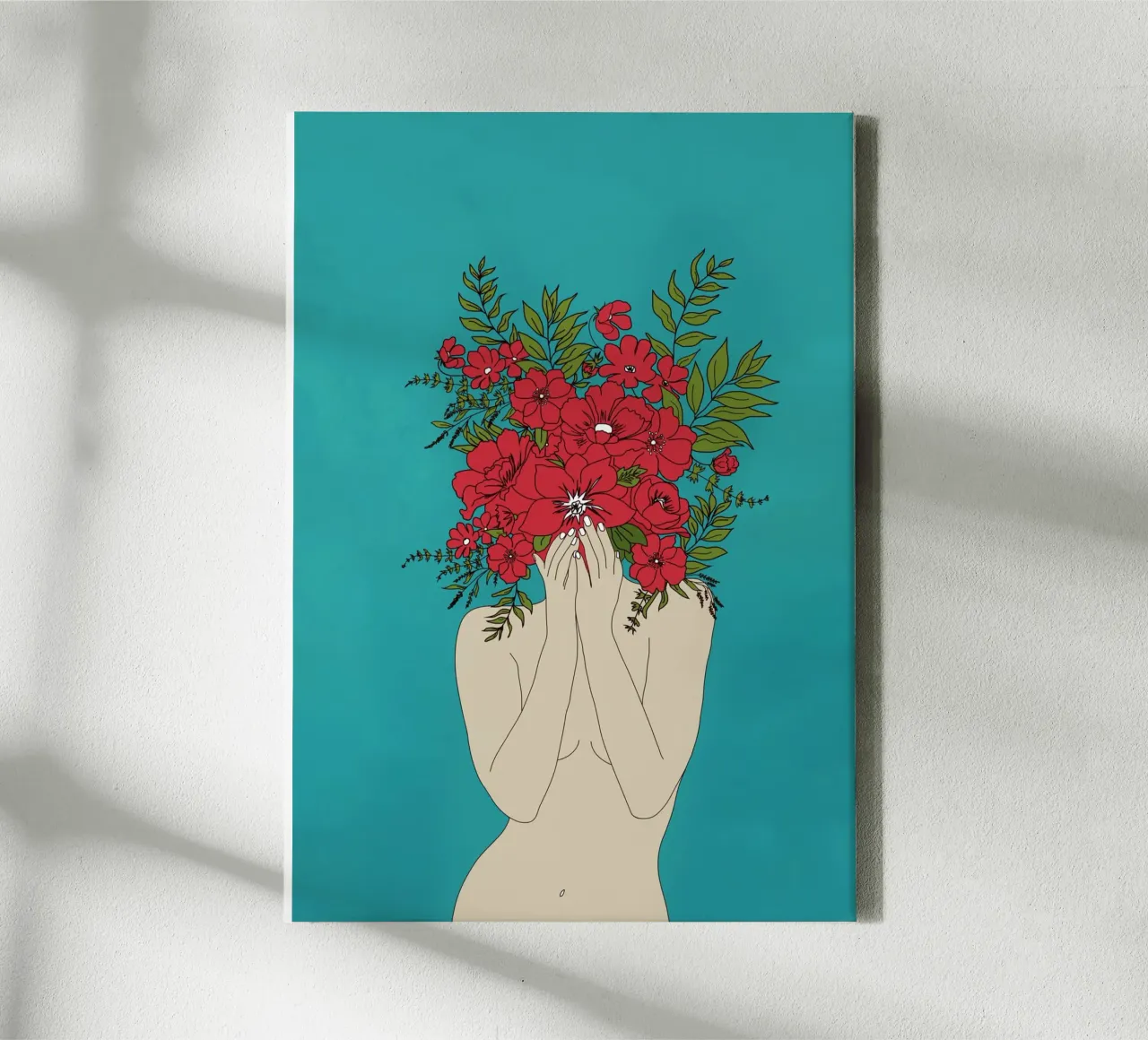 Blooming Red canvas met Baklijst van Nadjaa
