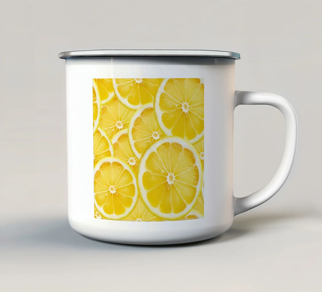Motivo a fette di limone - Design fresco e agrumato tazza in smalto da Stilrausch