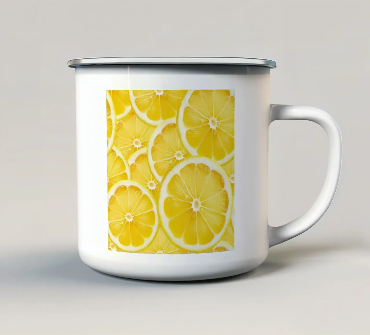 Motivo a fette di limone - Design fresco e agrumato tazza in smalto da Stilrausch