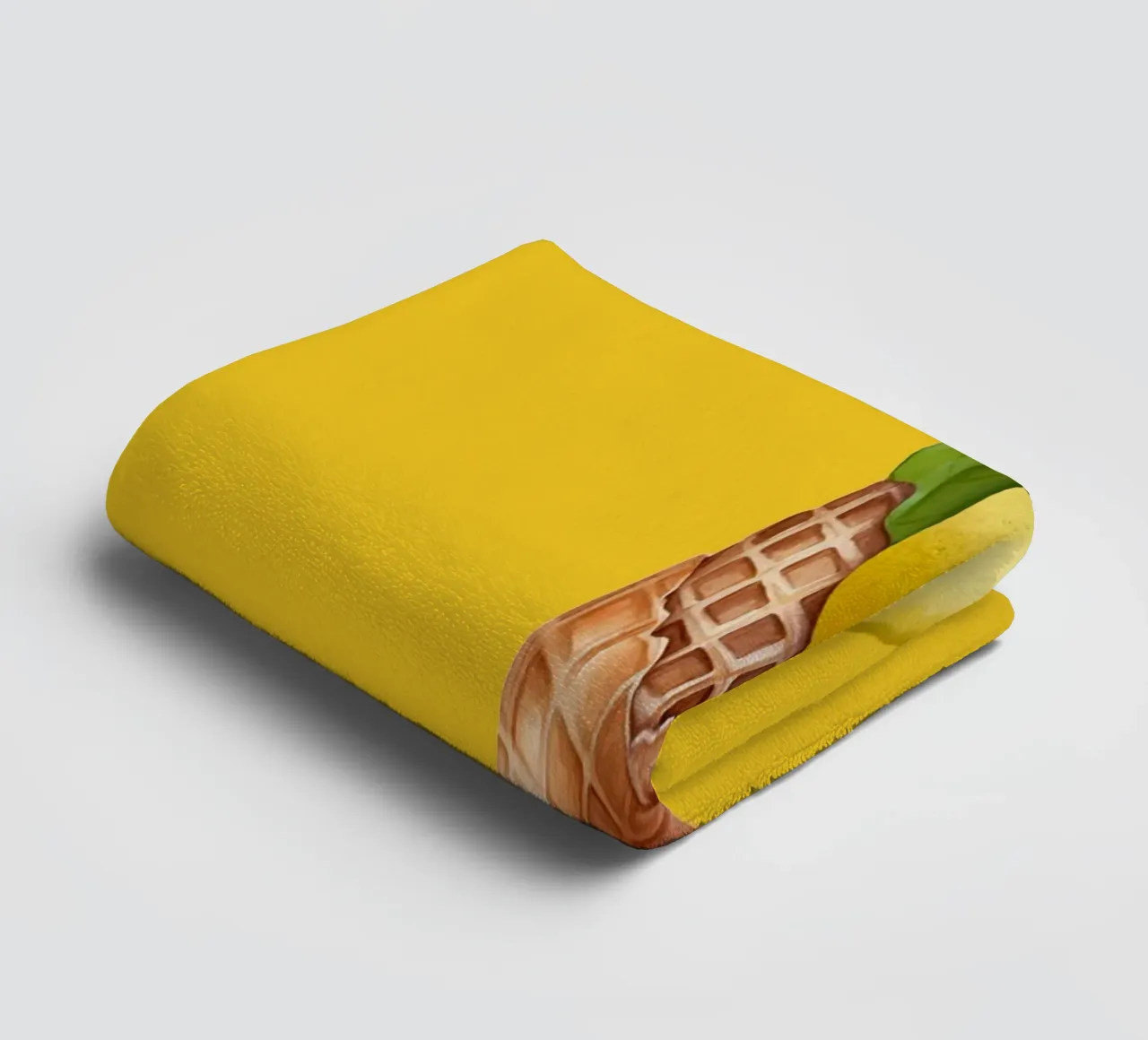 Lemon Ice Cream Cone Illustration – Text on Yellow towel by Stilrausch