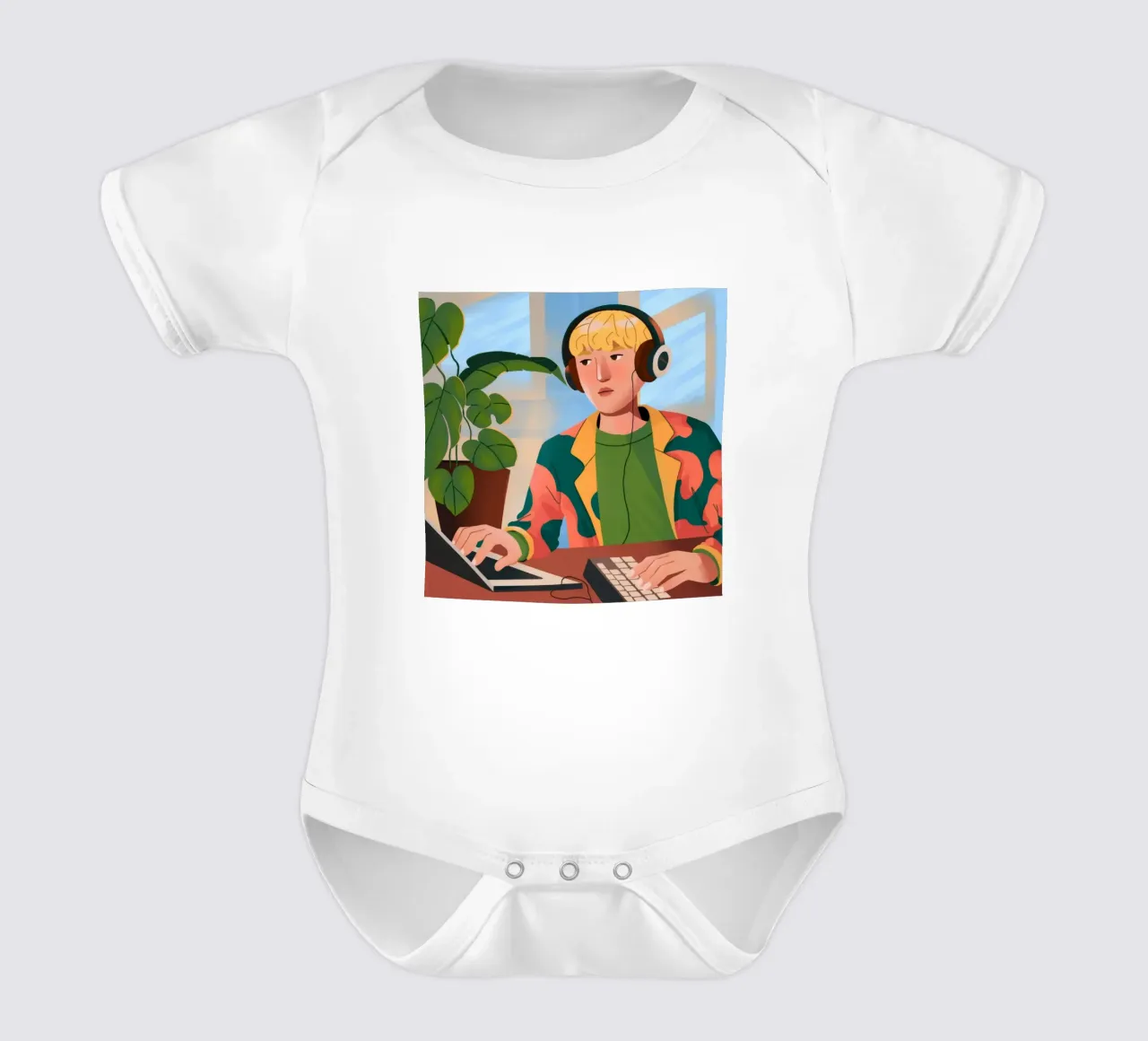 Technisch versierter Arbeitsbereich Kurzarm Babybody von Fine Sanctuary