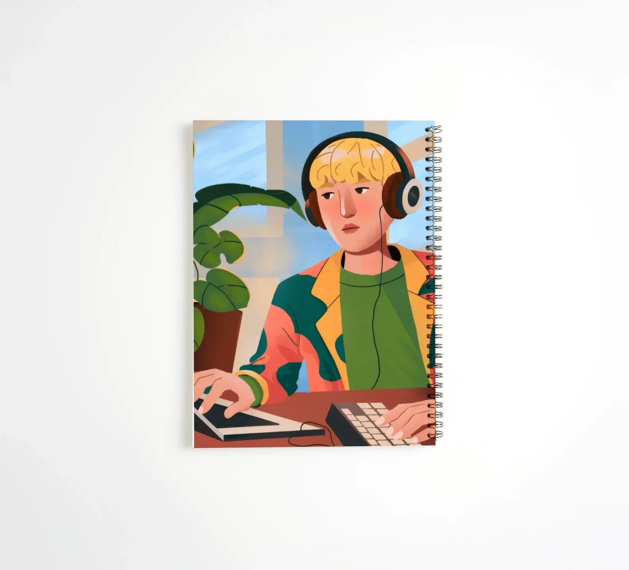 Tech-Savvy Workspace spiral notebook by Fine Sanctuary