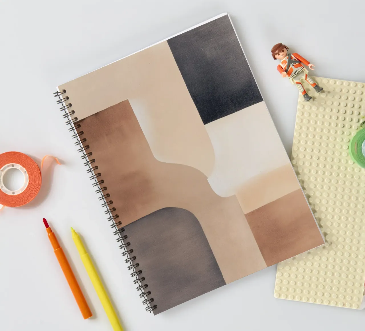 Abstract Geometric Earth Tones spiral notebook by Melloi Art Print