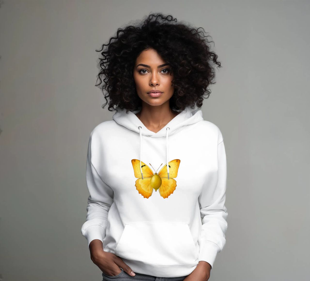 Zitrone Schmetterling mit Zitrone Körper - Transparenter Hintergrund Hoodie von Stilrausch