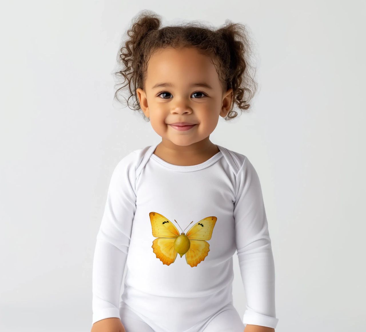 Zitrone Schmetterling mit Zitrone Körper - Transparenter Hintergrund Langarm Babybody von Stilrausch