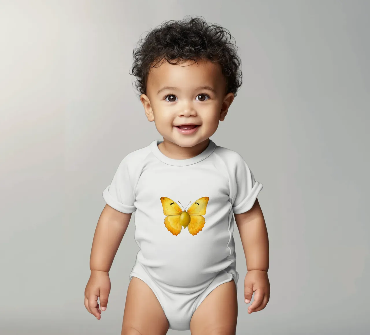 Zitrone Schmetterling mit Zitrone Körper - Transparenter Hintergrund Kurzarm Babybody von Stilrausch