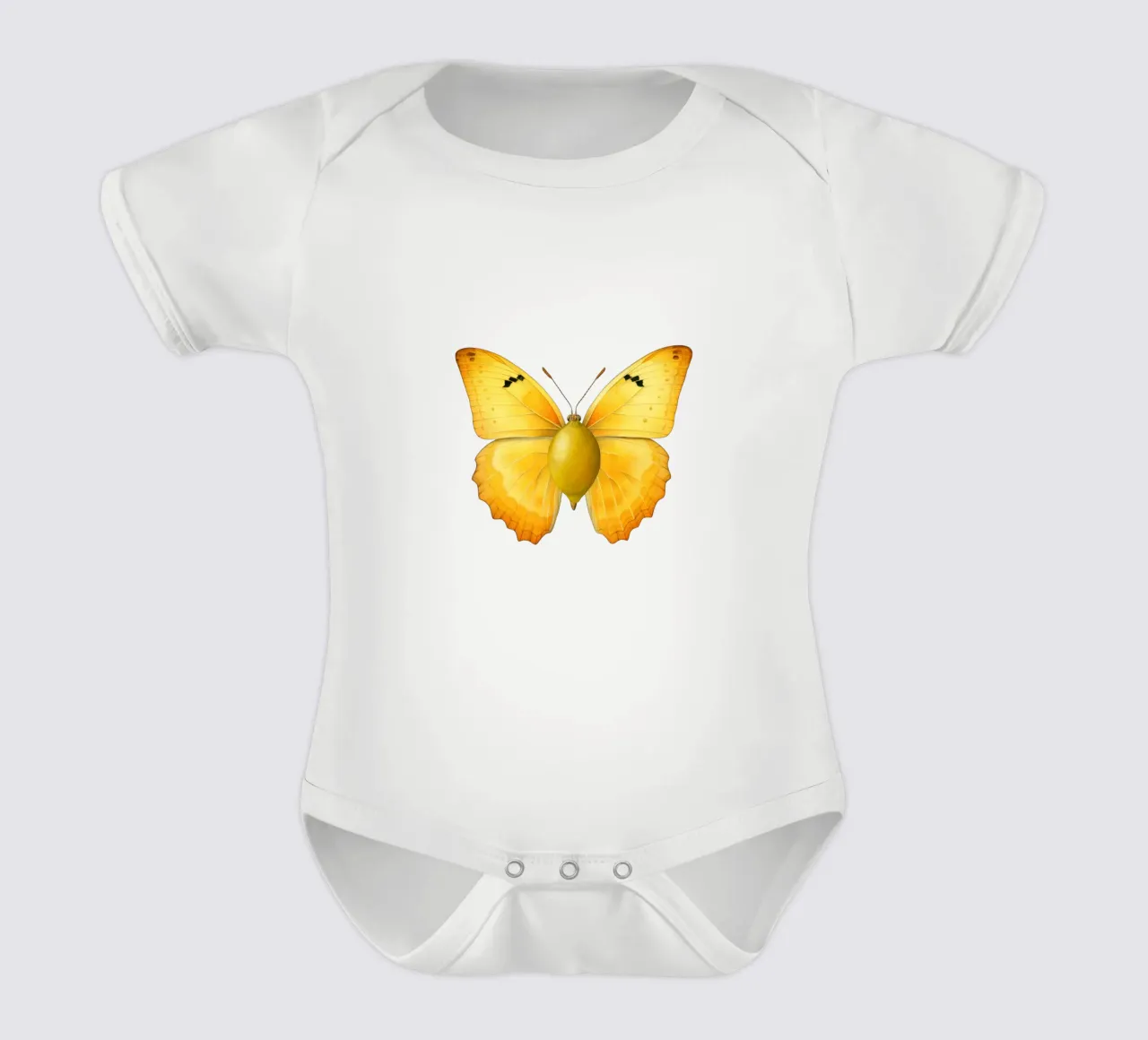 Zitrone Schmetterling mit Zitrone Körper - Transparenter Hintergrund Kurzarm Babybody von Stilrausch