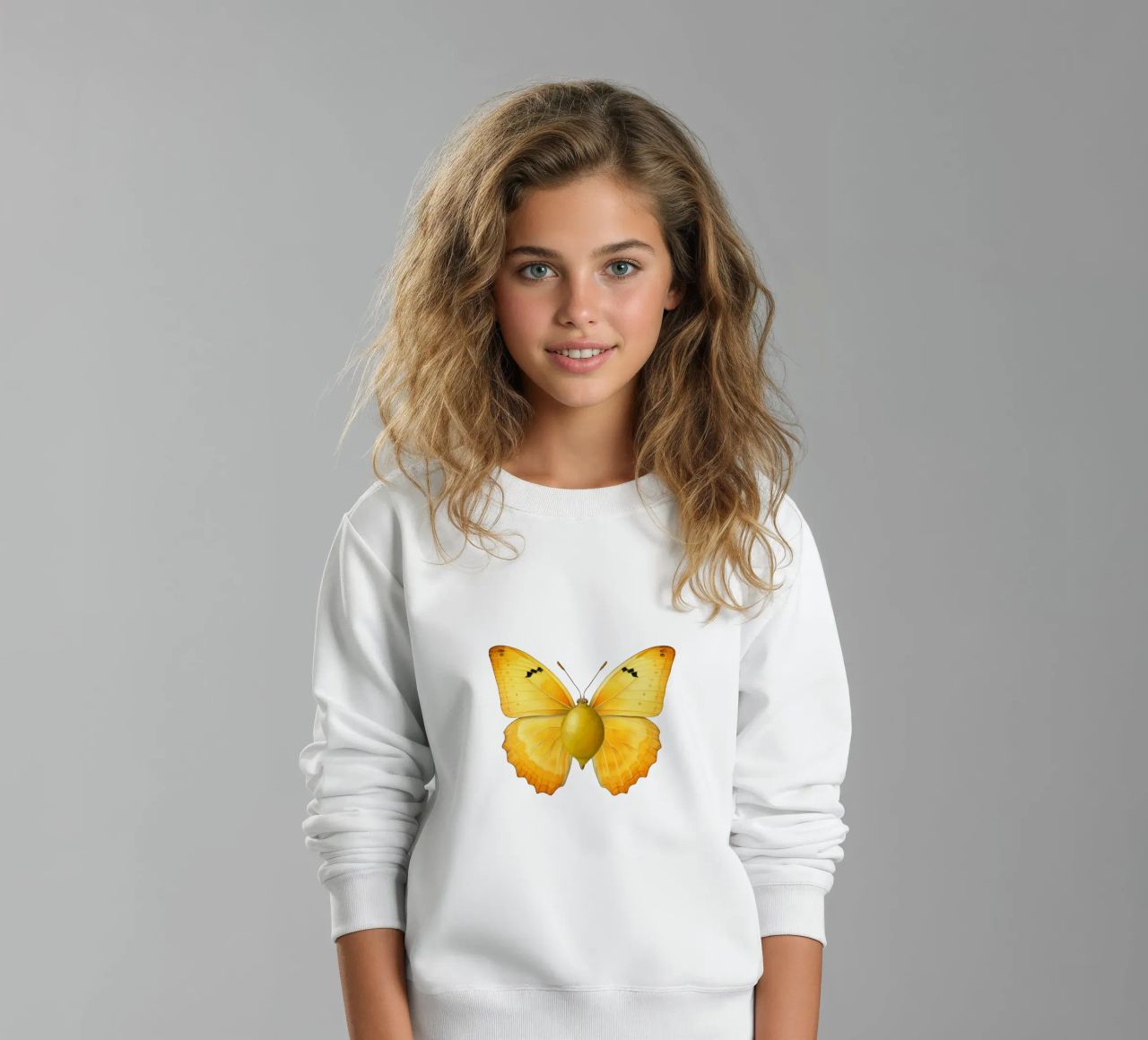 Zitrone Schmetterling mit Zitrone Körper - Transparenter Hintergrund Kinder Sweatshirt von Stilrausch