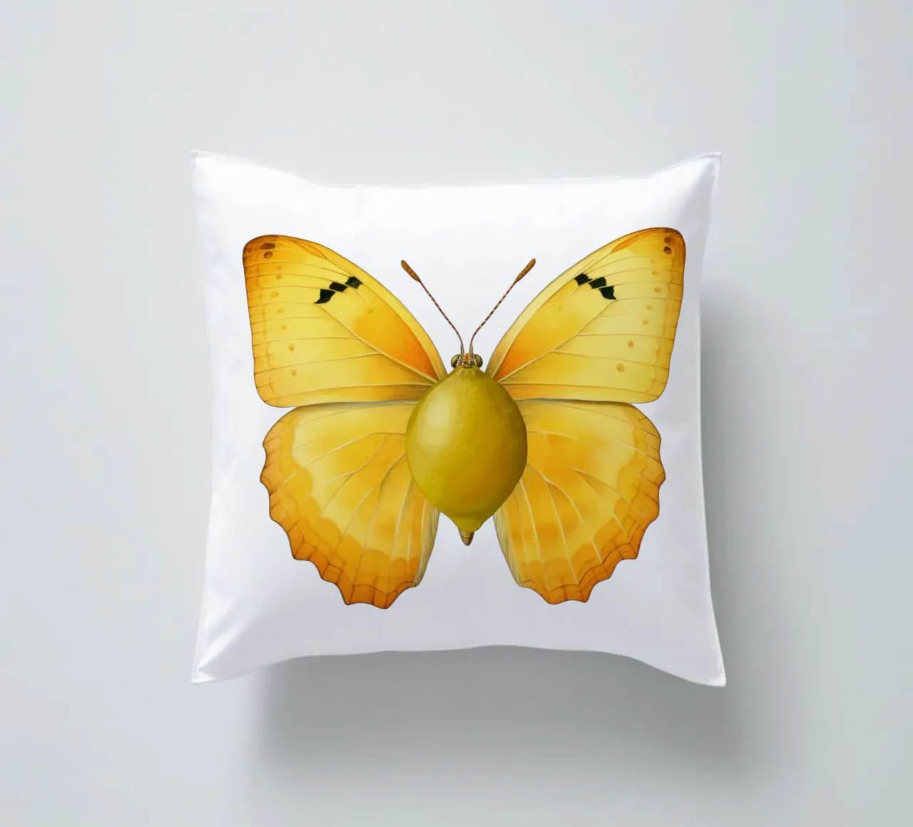 Zitrone Schmetterling mit Zitrone Körper - Transparenter Hintergrund Kissen von Stilrausch