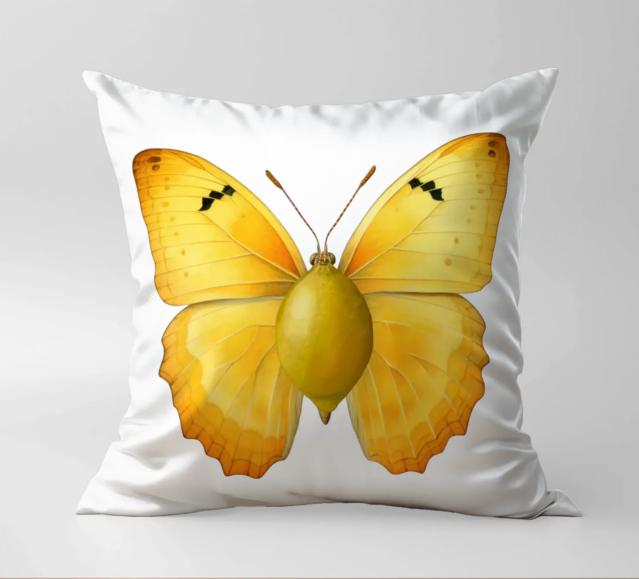 Zitrone Schmetterling mit Zitrone Körper - Transparenter Hintergrund Kissen von Stilrausch