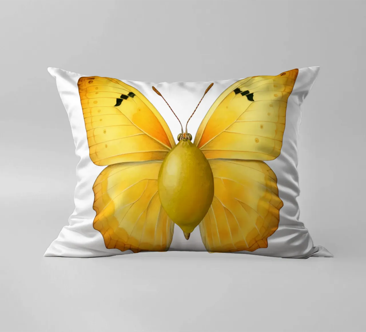 Zitrone Schmetterling mit Zitrone Körper - Transparenter Hintergrund Kissen von Stilrausch