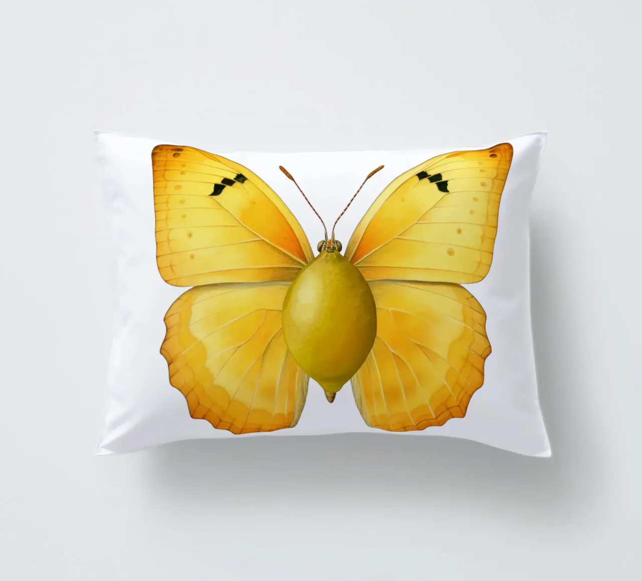 Zitrone Schmetterling mit Zitrone Körper - Transparenter Hintergrund Kissen von Stilrausch